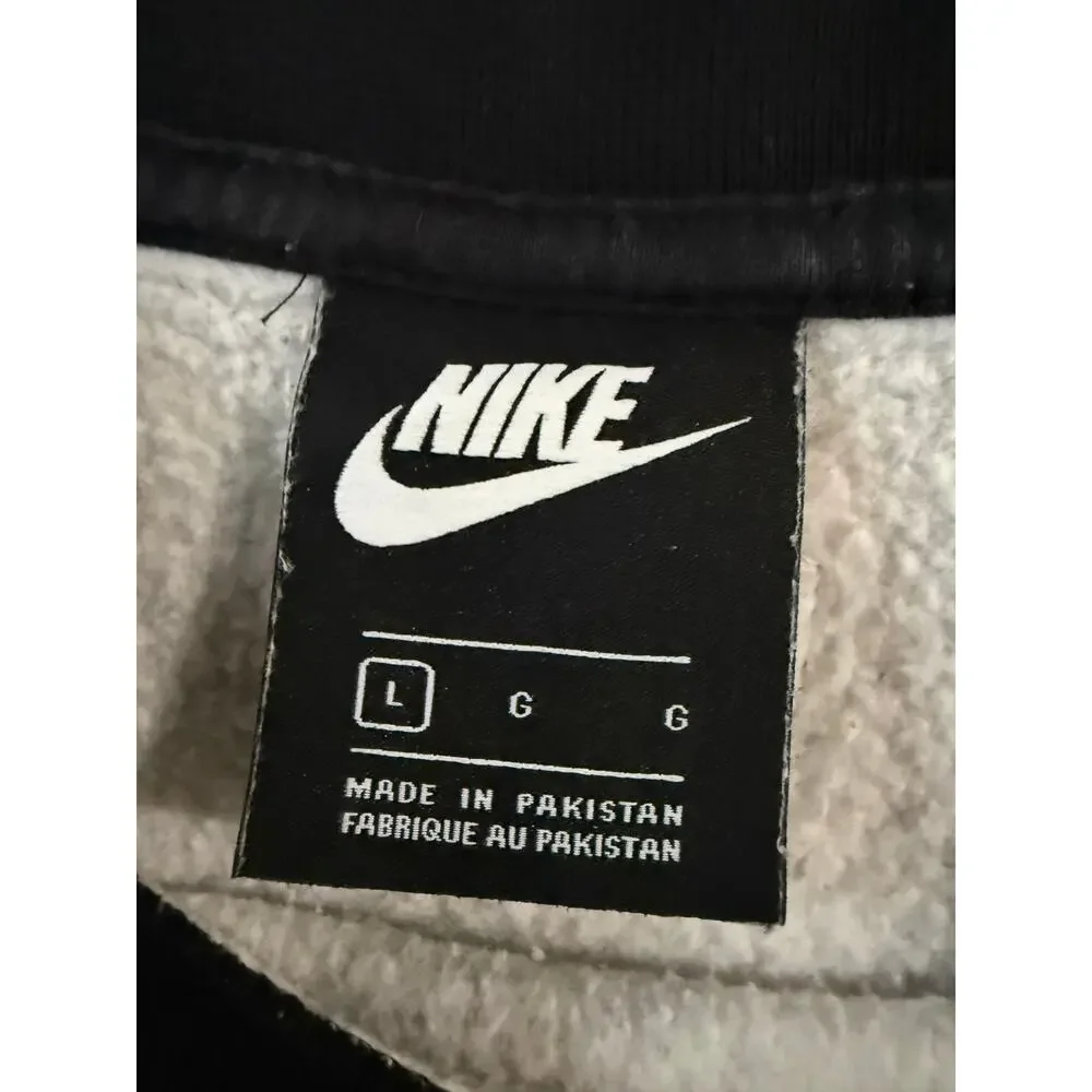 Nike Women’s Large Black White Logo Dolman Sleeve Cropped Sweatshirt